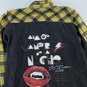 Analog Flannel Patchwork Plaid Pearl Snap Shirt Large Vampiros De La Noche